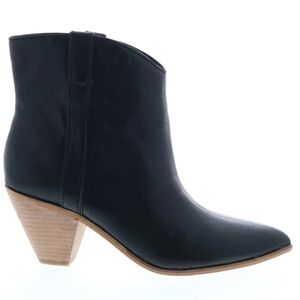Frye & Co. Maley Pull Tab Black Leather Ankle & Booties